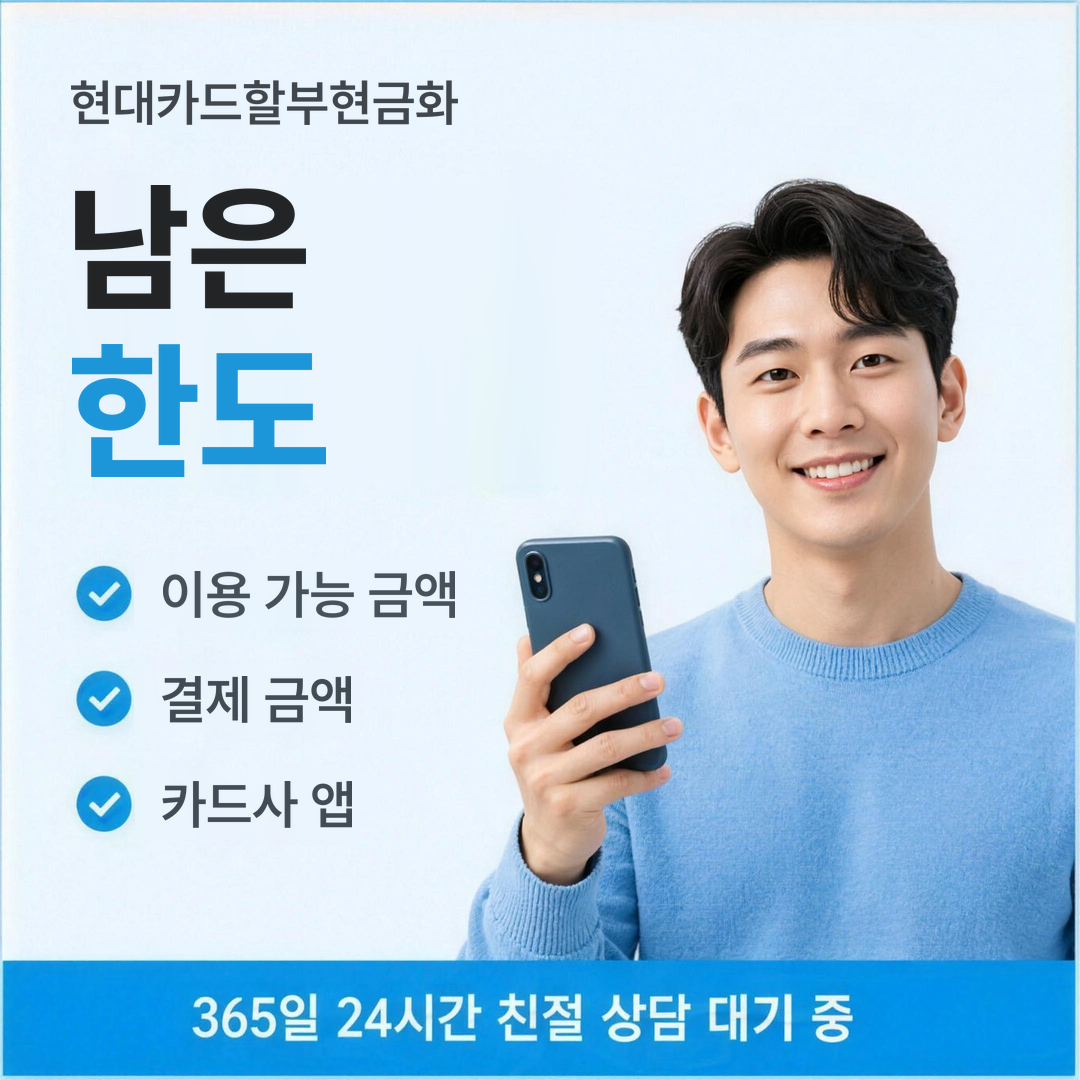 다음머니 현대카드할부현금화 남은 한도 안내