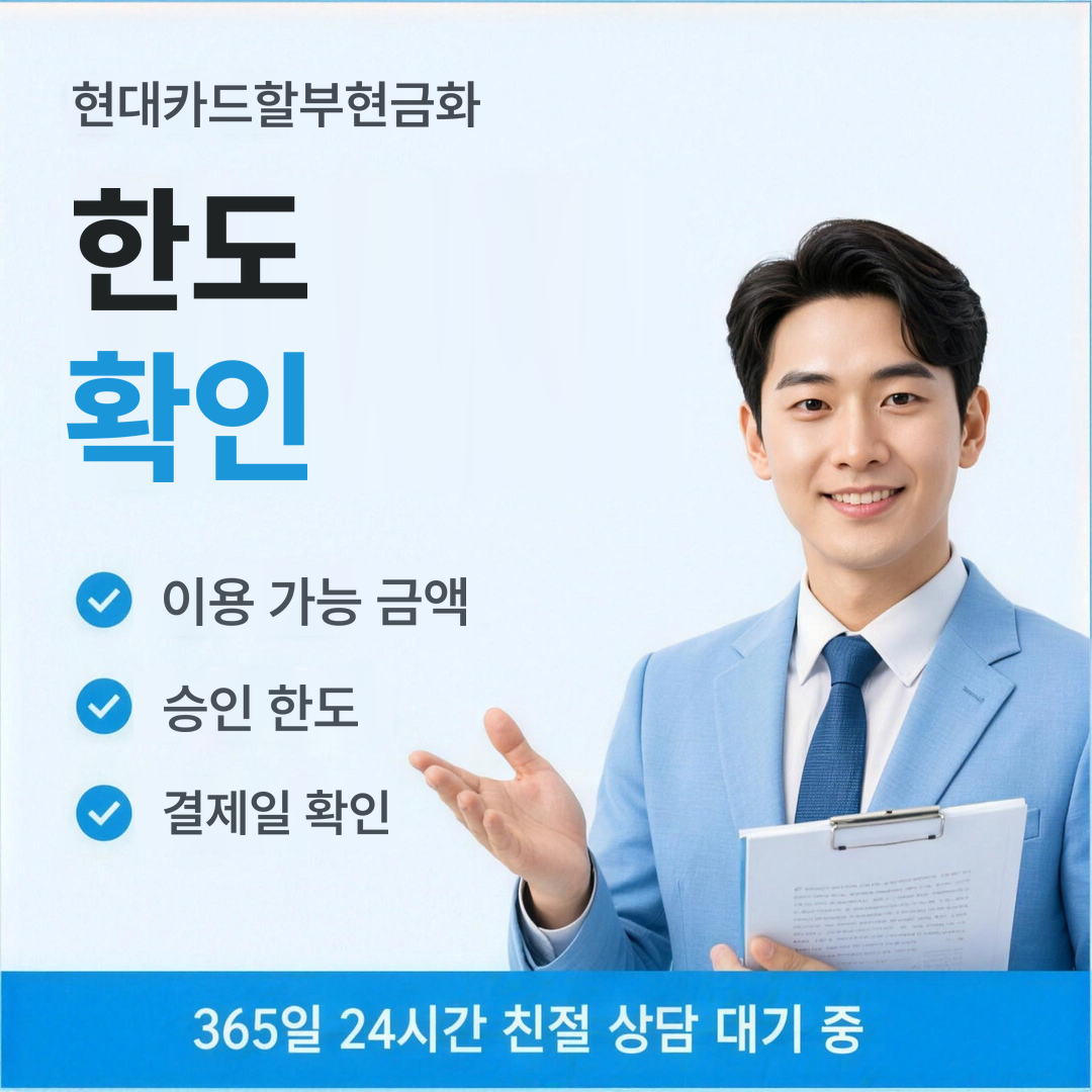 다음머니 현대카드할부현금화 한도 확인 안내